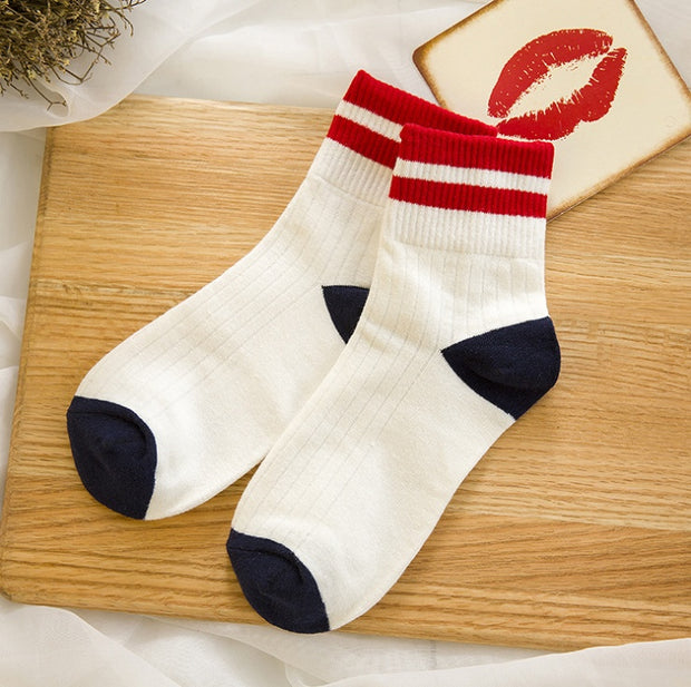 Cuffed English letter two bar socks