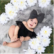 Children'S Black Lace Strapless Shirt Jumpsuit and  Headband Summer Baby Suit