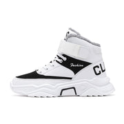 Men's high top and velvet platform sneakers