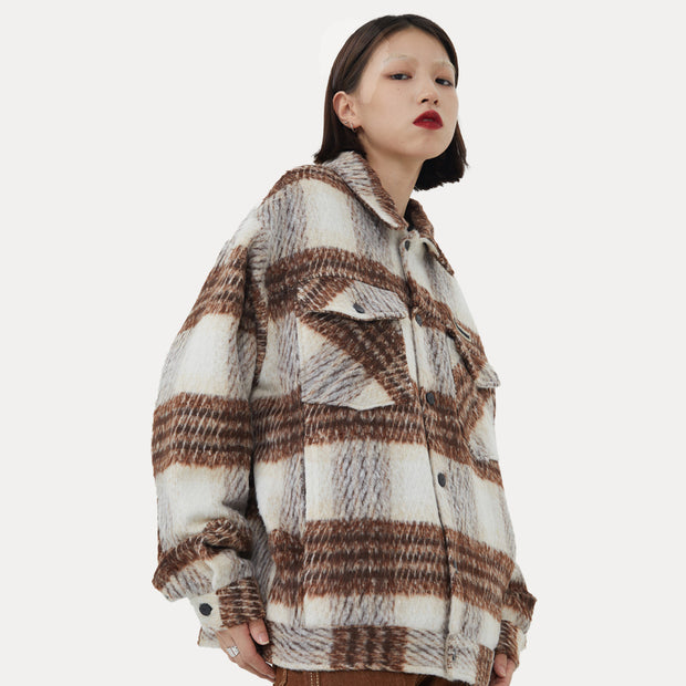 American Street Plaid Stripe Cotton Coat