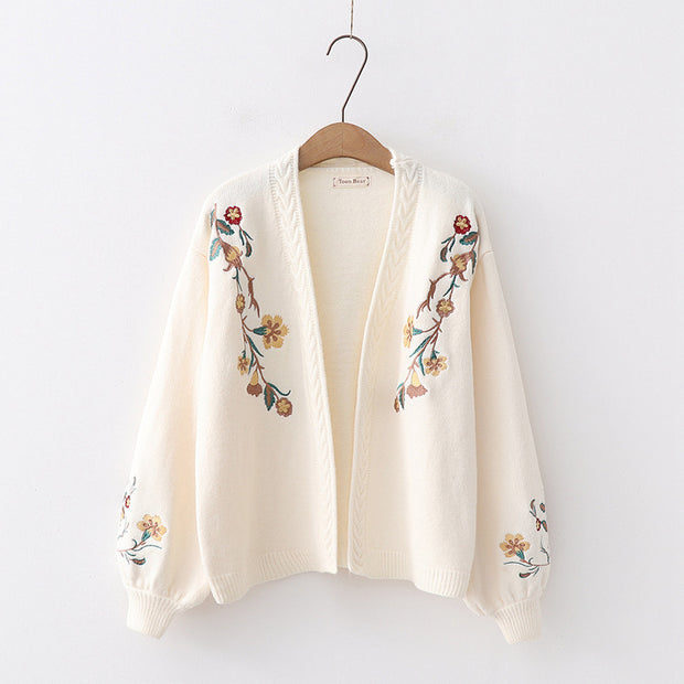 All-match Casual Simple Flower Embroidery Student