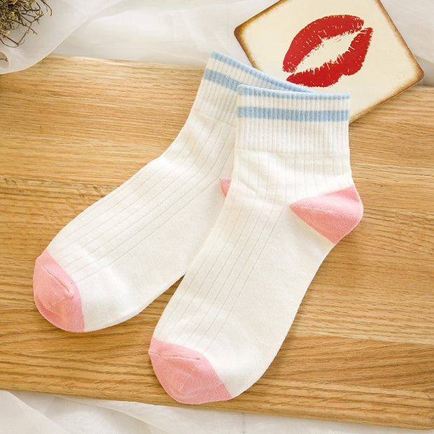 Cuffed English letter two bar socks