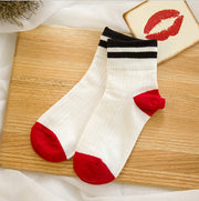 Cuffed English letter two bar socks