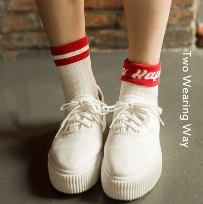 Cuffed English letter two bar socks