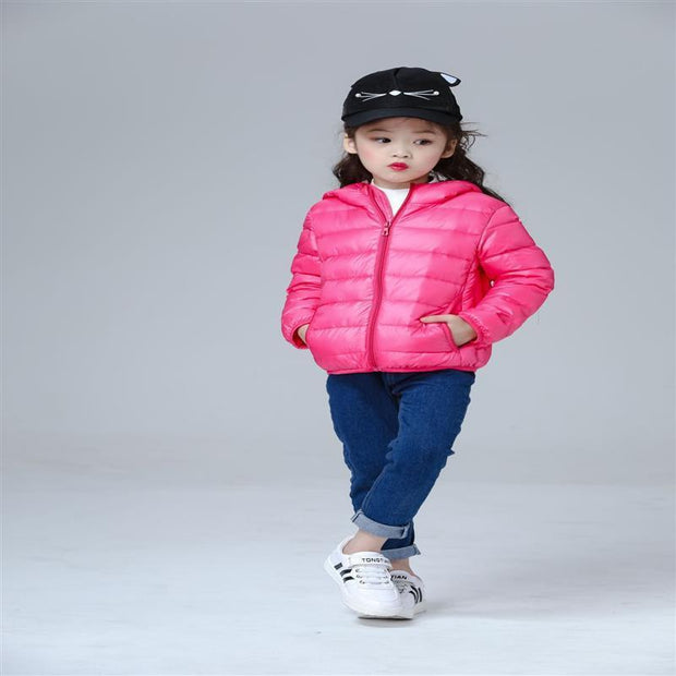 Crescent Pocket Boys And Girls Hooded Lightweight Warm Down Jacket