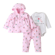 Cartoon Three-Piece Suit Baby Print Coat Romper Suit