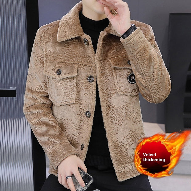 Fleece-lined Thick Men's Trendy Casual Short Coat