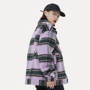 American Street Plaid Stripe Cotton Coat