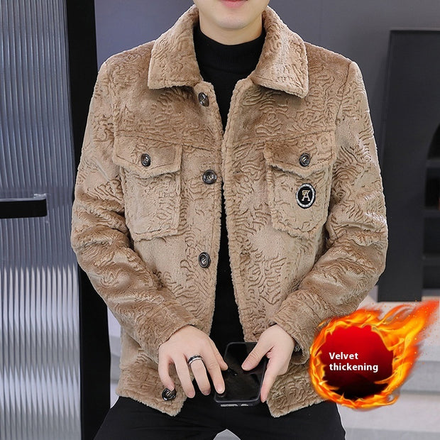 Fleece-lined Thick Men's Trendy Casual Short Coat