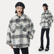 American Street Plaid Stripe Cotton Coat